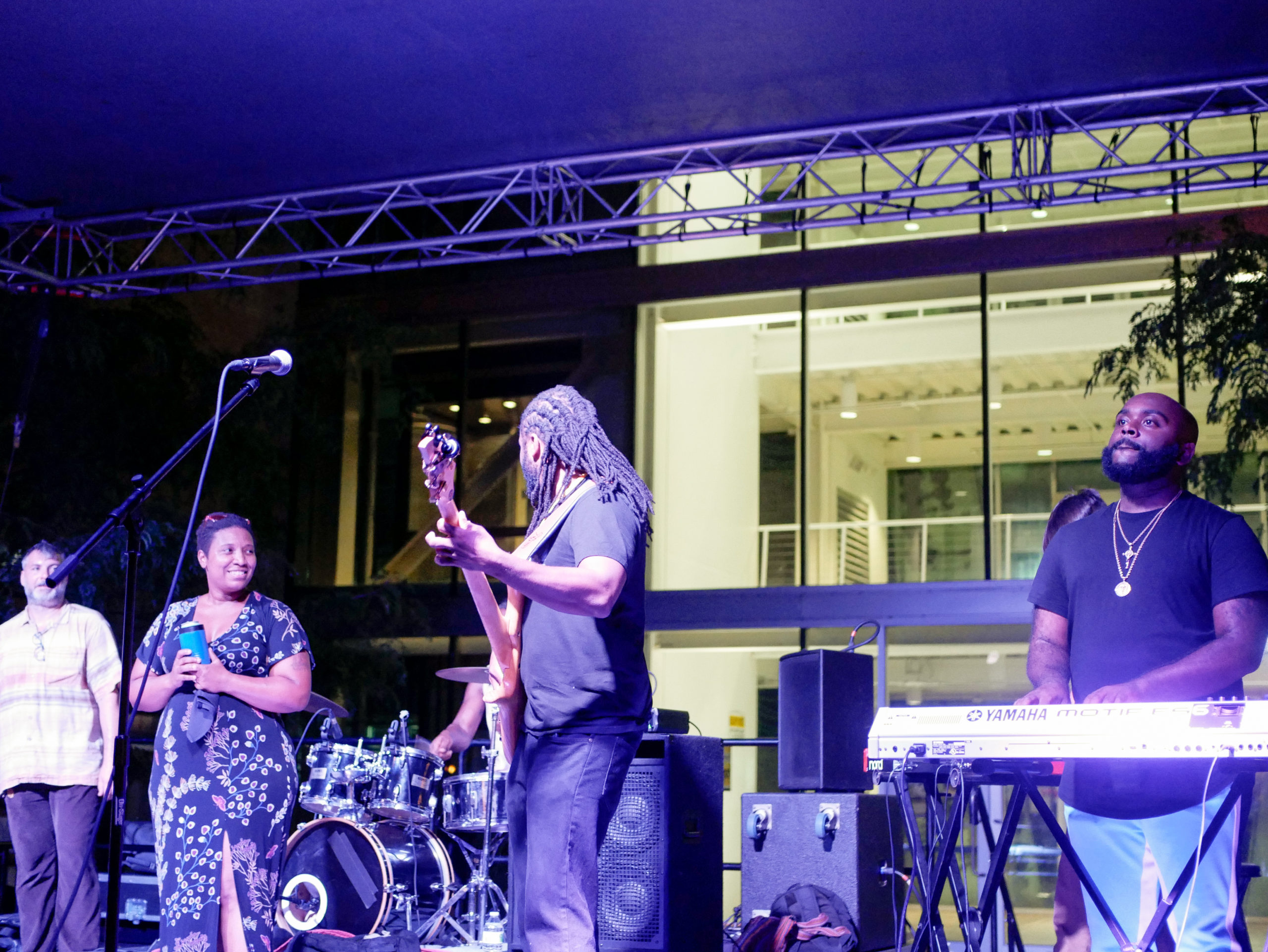 Joe Marcinek Band performs in the River Music Experience courtyard during Alternating Currents.