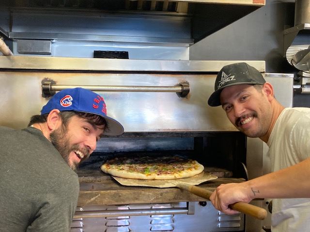 Brothers Andrew (left) and Peter Lopez at Lopiez Pizza, Davenport
